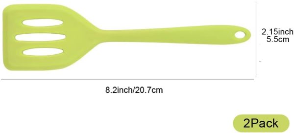 2Pack Small Silicone Turner High Heat Resistant Slotted Spatula for Fish, Eggs, Pancakes and More (8.2 IN, Light blue) - Image 2