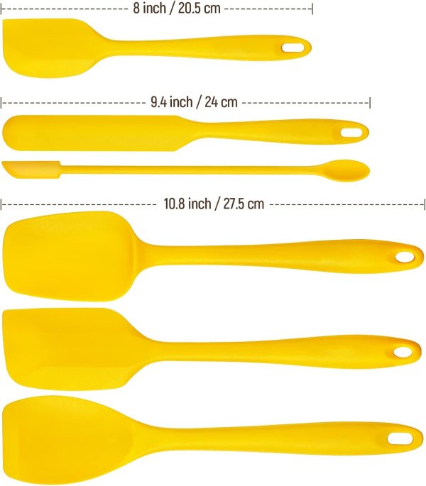 Silicone Spatulas 5-Pack Food Grade Flexible Steel Core, Heat Resistant Dishwasher Safe Home Kitchen Restaurant Culinary Seamless Utensil Non-Stick Scratch-Free Scraper Baking Cooking Pastry