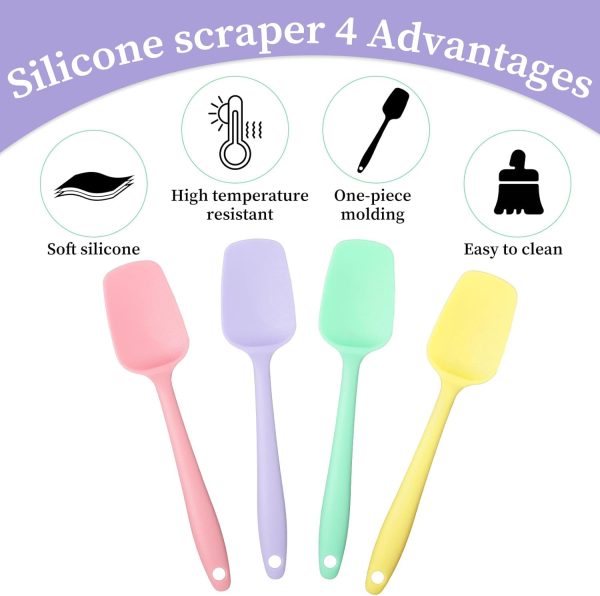 Silicone Spatula Set, 4 Piece Silicone Spoon Spatula Set, Heat Resistant Rubber Spoonula, Food Grade Flexible Small Rubber Spatulas for Baking Mixing Tool, Colorful - Image 2