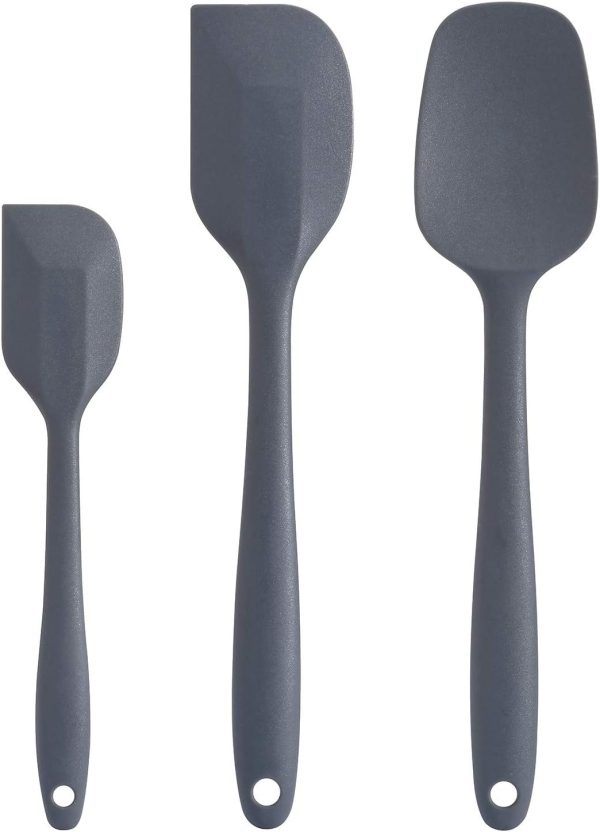 Silicone Spatula Set - Rubber Spatula - 600°F Heat Resistant Baking Spoon & Spatulas(Dark Grey)