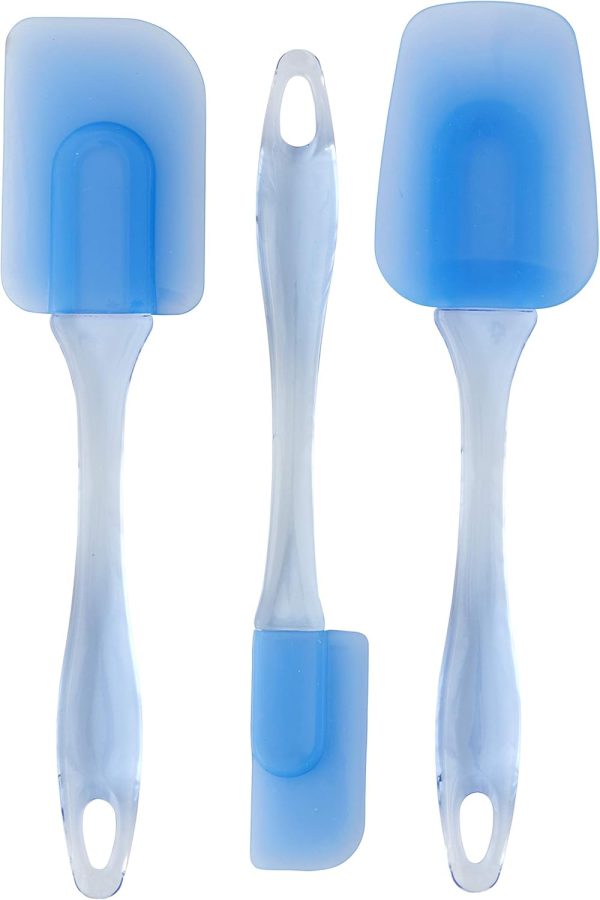Easy Flex Silicone Spatula Set - Your Versatile Tools for Mixing, Folding, Scraping, Cooking, Frosting and Serving, Blue, 3-Piece