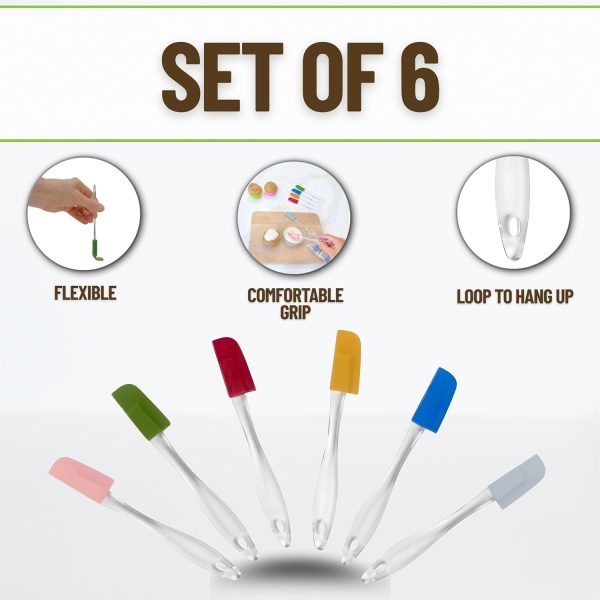 Set of 6 Mini Silicone Spatulas for Kitchen Cooking & Baking, Small Silicone Cooking Utensils, Heat Resistant BPA Free - Up To 446 Degrees - Image 2