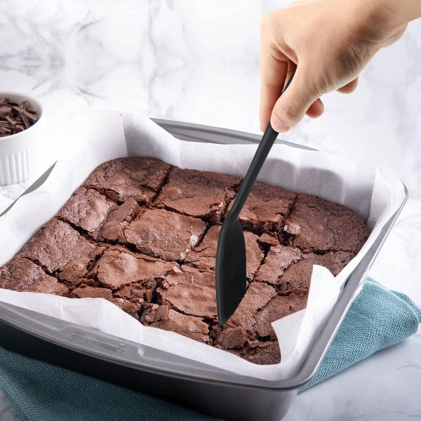 Mini Silicone Brownie Serving Spatula Flexible Nonstick Serve Turner Heat Resistant Cookie Slotted Spatula for Eggs in Small Frying Pan Cookie Batter Lemon Baked(Black,2 Pieces) - Image 2